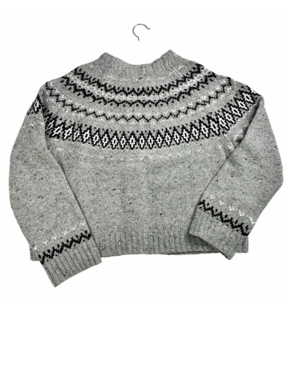 J.Crew Women Fair Isle Cardigan In Wool Alpaca Blend Gray Large Cabin Core NWT - Picture 8 of 16